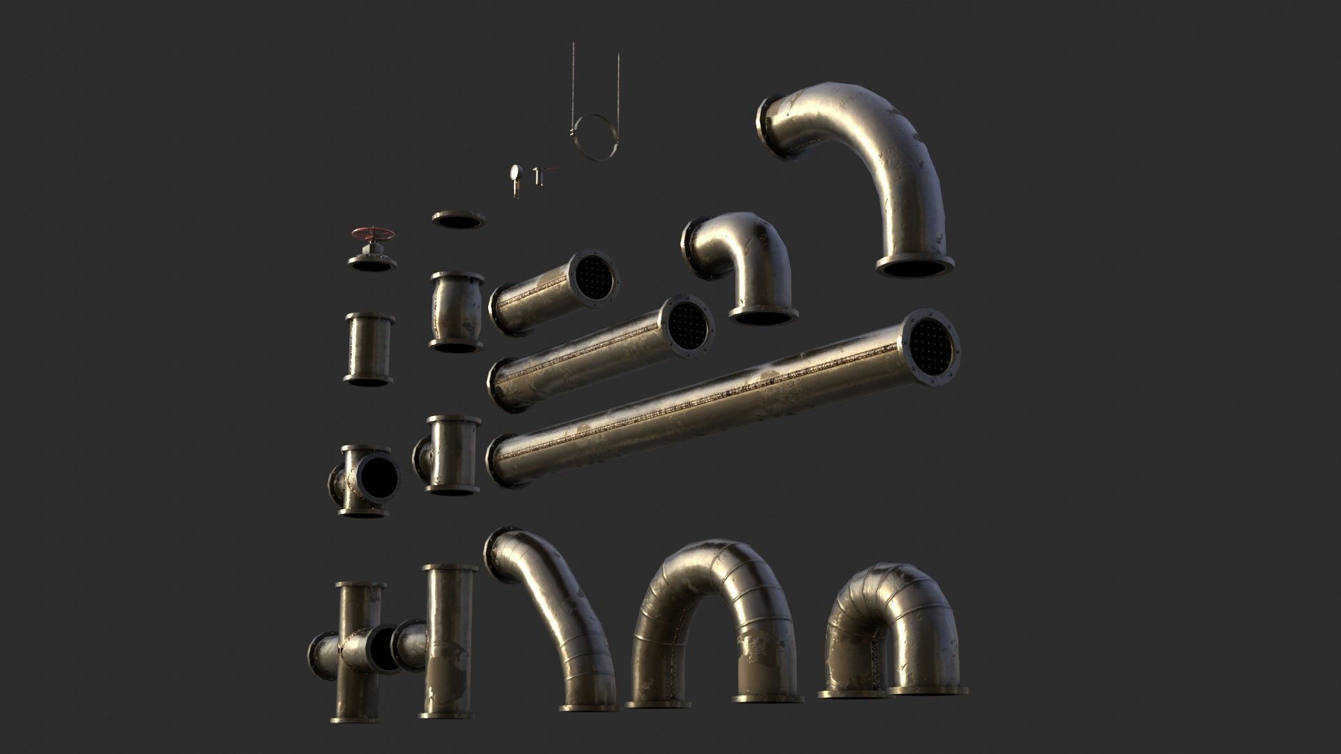 Steampunk Pipes Low-poly 3D model_5