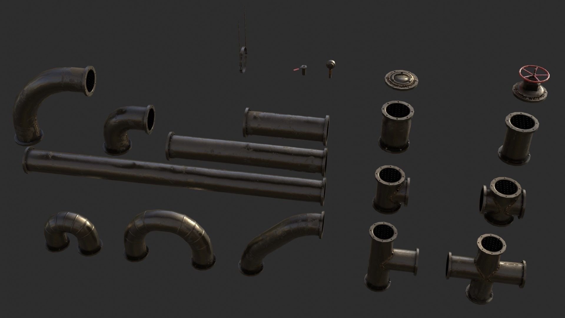 Steampunk Pipes Low-poly 3D model_4