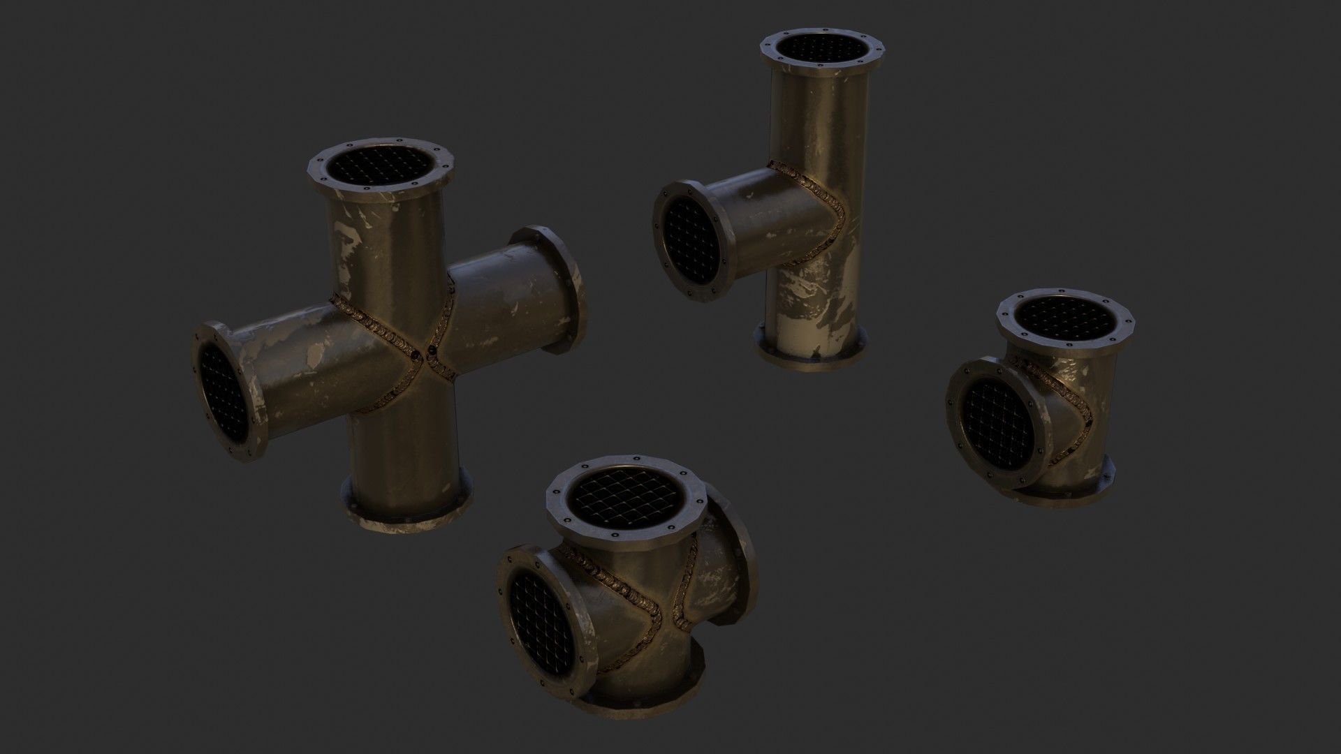 Steampunk Pipes Low-poly 3D model_8