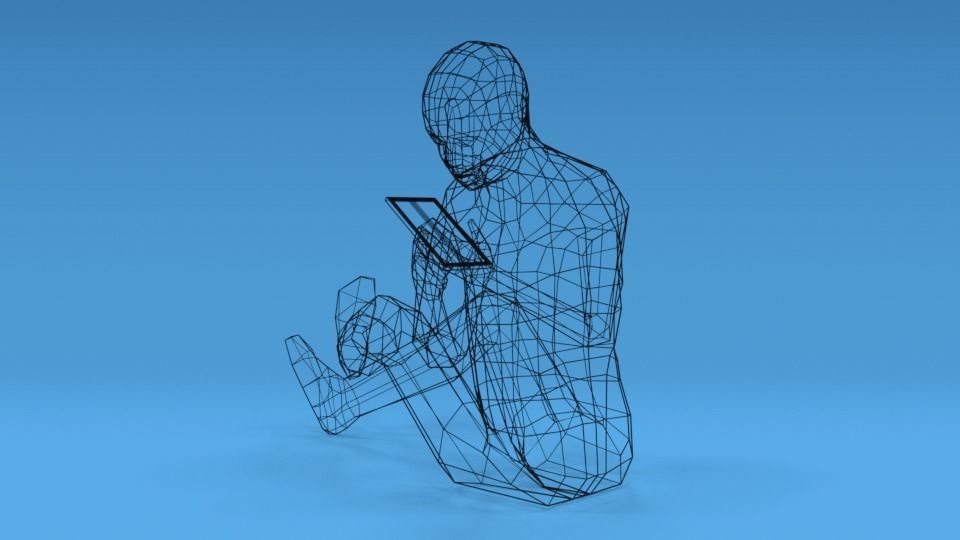 Low Poly Kid Using a Tablet Low-poly 3D model_12