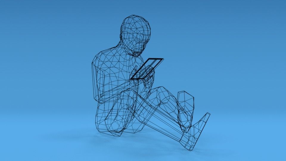 Low Poly Kid Using a Tablet Low-poly 3D model_16