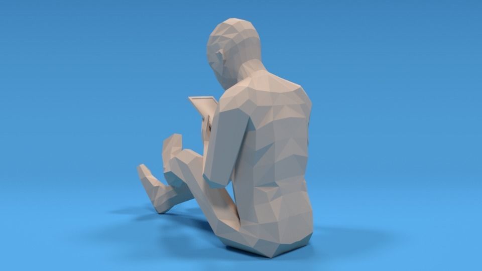 Low Poly Kid Using a Tablet Low-poly 3D model_2