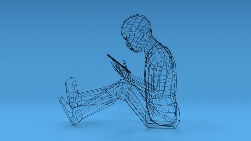 Low Poly Kid Using a Tablet Low-poly 3D model_10