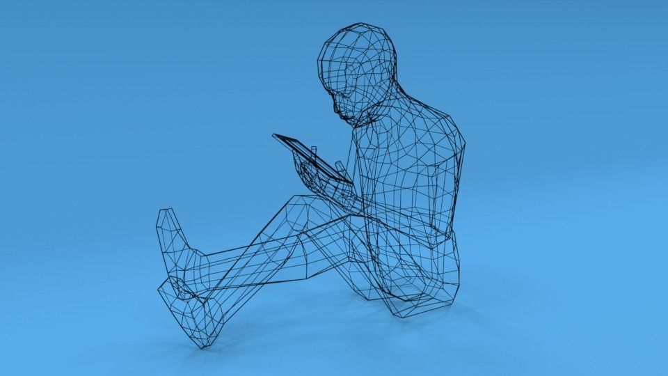 Low Poly Kid Using a Tablet Low-poly 3D model_9