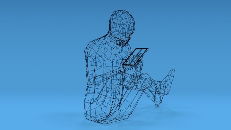 Low Poly Kid Using a Tablet Low-poly 3D model_14