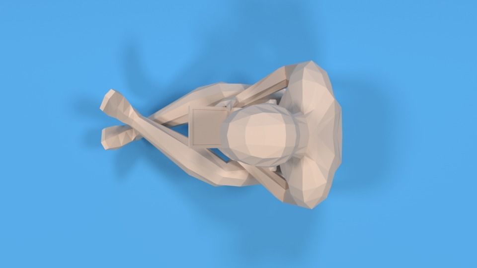 Low Poly Kid Using a Tablet Low-poly 3D model_5