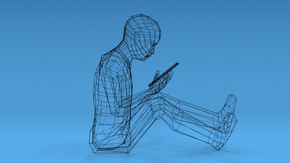 Low Poly Kid Using a Tablet Low-poly 3D model_13