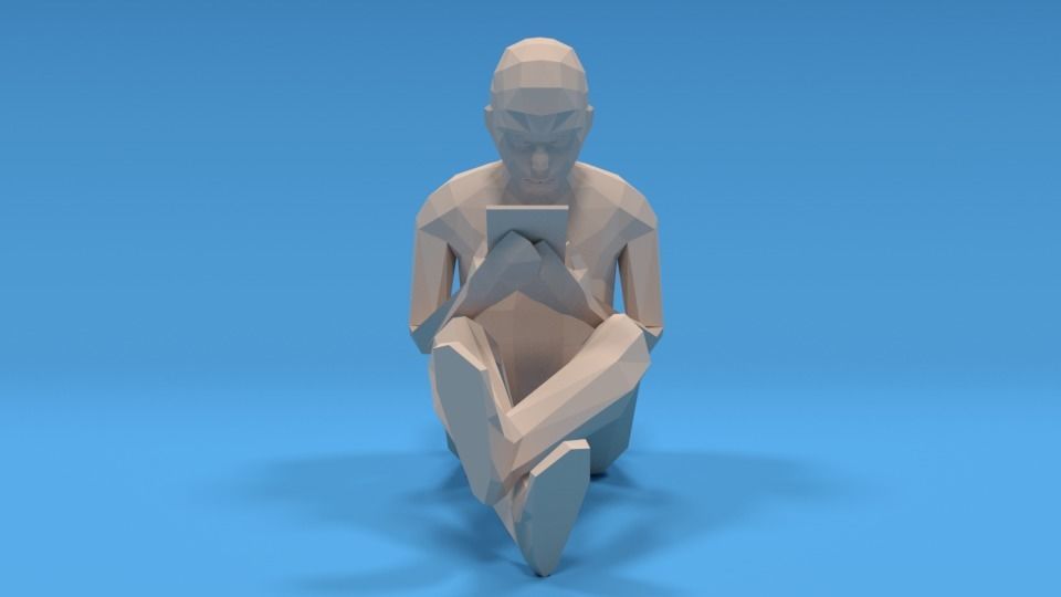 Low Poly Kid Using a Tablet Low-poly 3D model_8