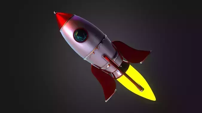 Rocket ship Low-poly 3D model