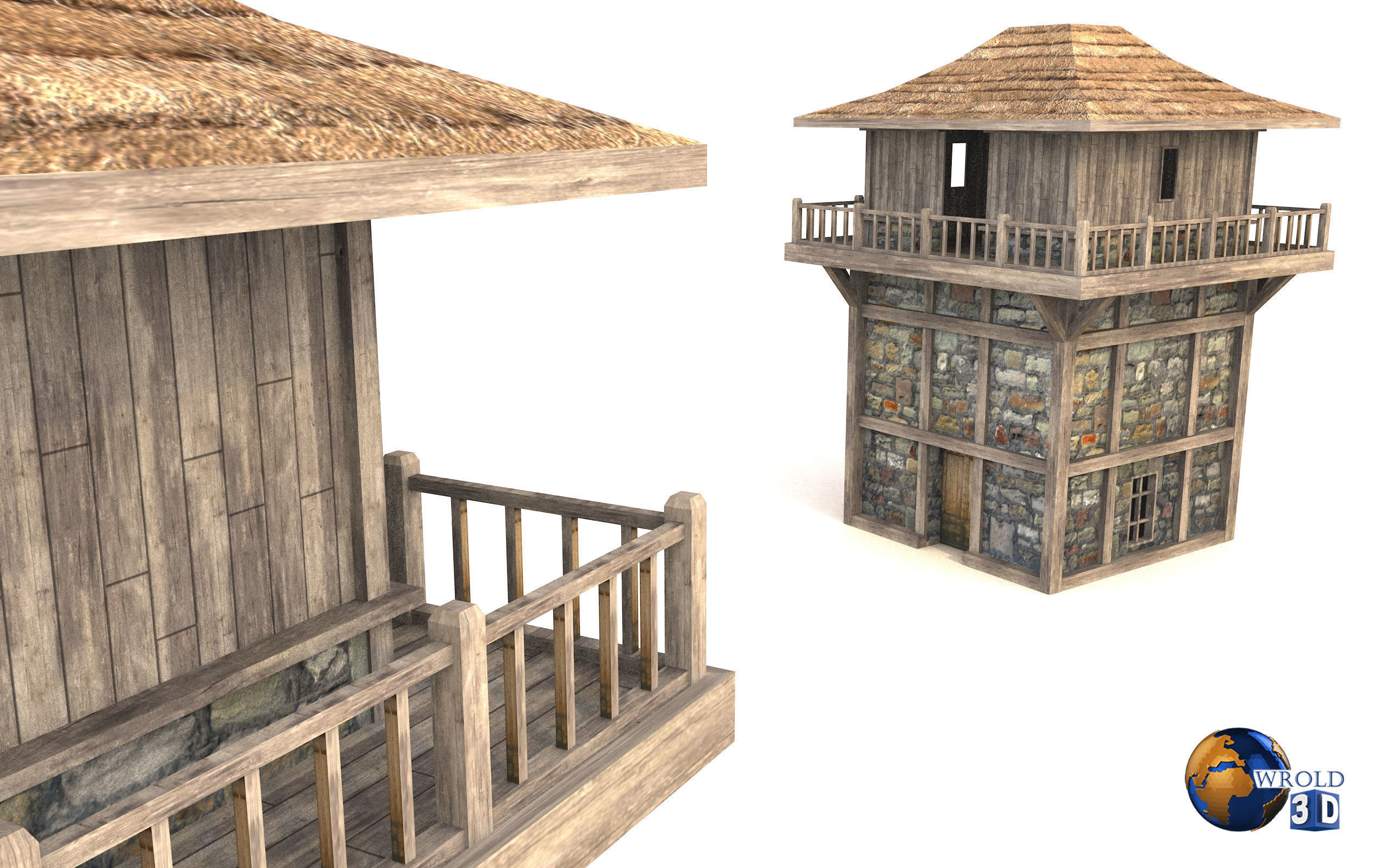 Lowpoly Guard Tower 3D Model Low-poly 3D model_2