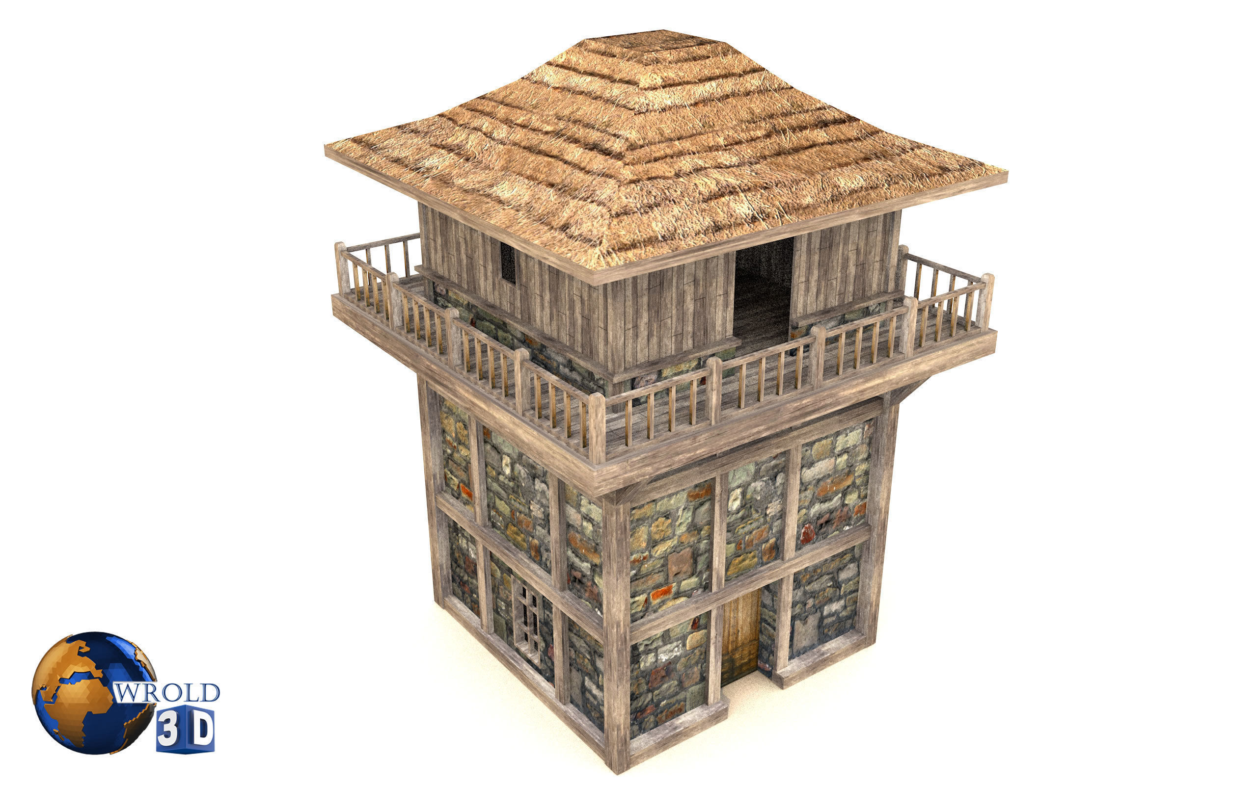 Lowpoly Guard Tower 3D Model Low-poly 3D model_3