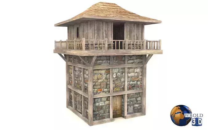 Lowpoly Guard Tower 3D Model Low-poly 3D model