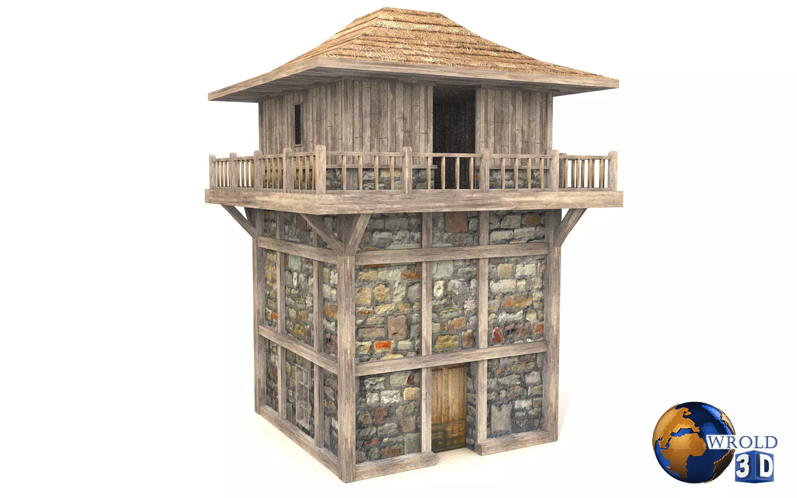 Lowpoly Guard Tower 3D Model Low-poly 3D model_0