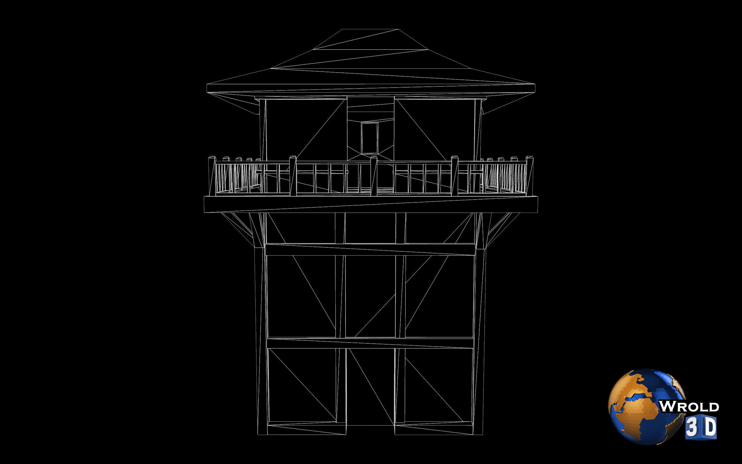Lowpoly Guard Tower 3D Model Low-poly 3D model_4