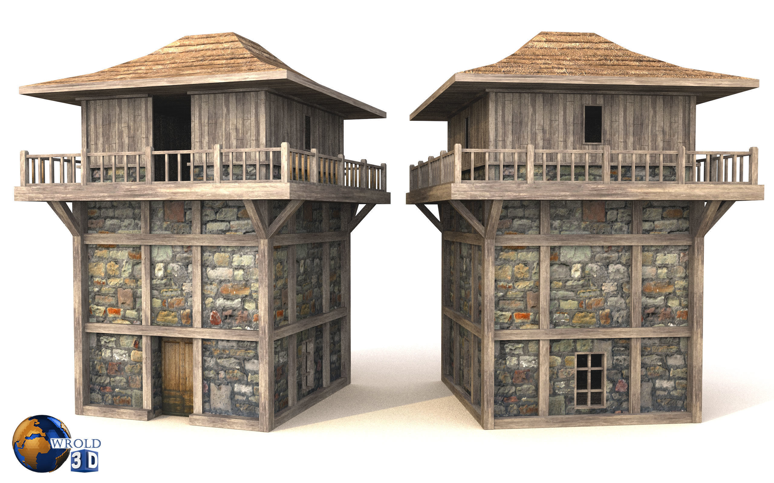 Lowpoly Guard Tower 3D Model Low-poly 3D model_1