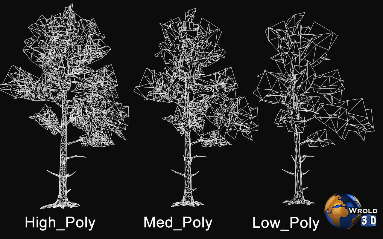 Pine Trees LODS Realistic Lowpoly 3D Model Low-poly 3D model_6