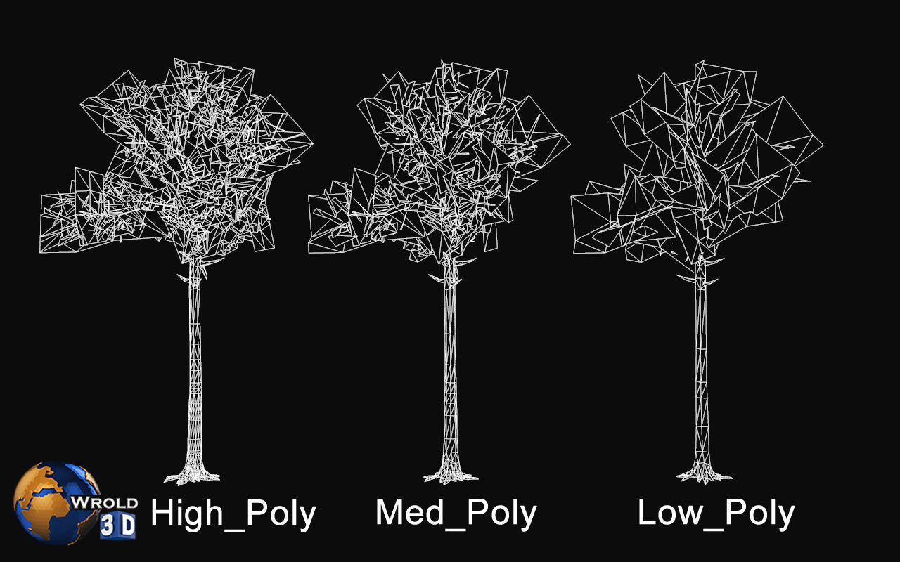 Pine Trees LODS Realistic Lowpoly 3D Model Low-poly 3D model_5