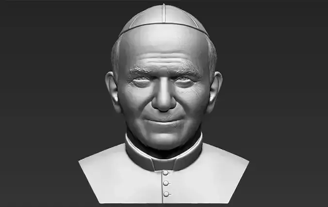 Pope John Paul II bust 3D printing ready stl obj formats 3D print model