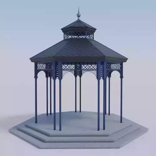 Metal garden gazebo pavilion or kiosk PBR 3D model