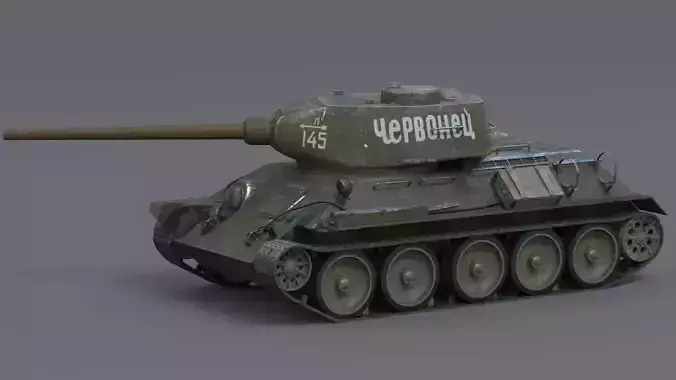 T-34-85 - damaged version 3D model