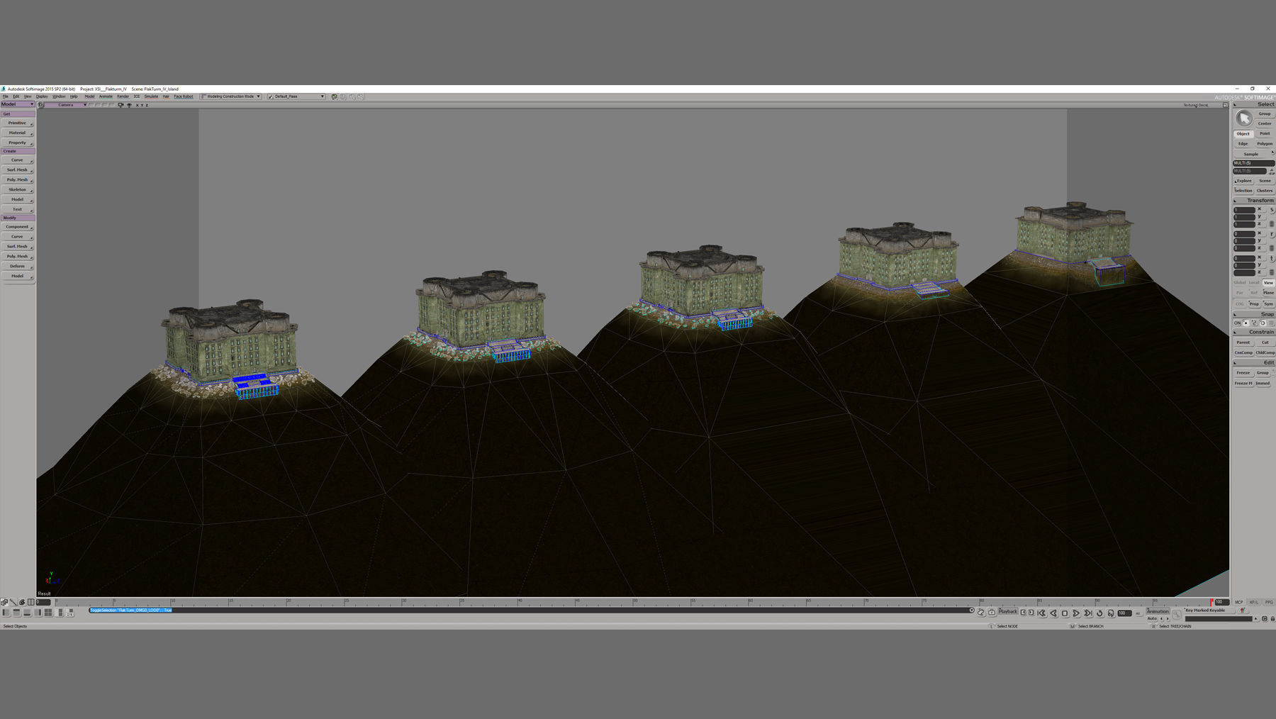 WW2 FlakTurm IV Island Low-poly 3D model_21