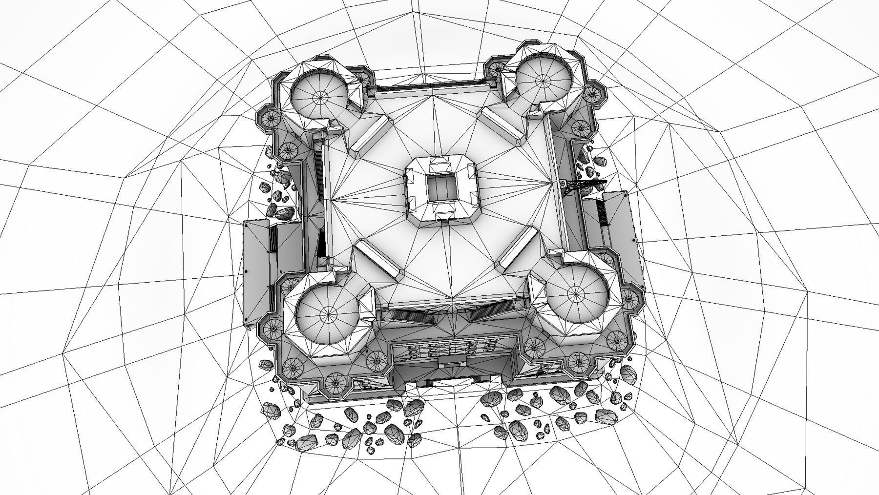 WW2 FlakTurm IV Island Low-poly 3D model_20