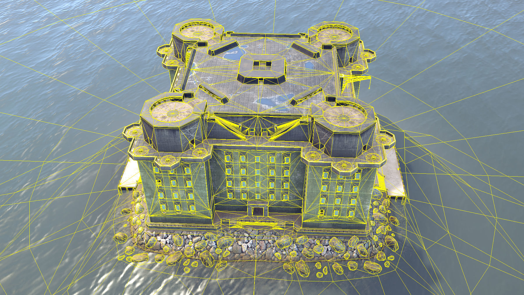 WW2 FlakTurm IV Island Low-poly 3D model_16