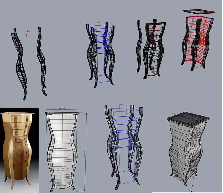 Cnc model art deco chest of drawers Low-poly 3D model_0