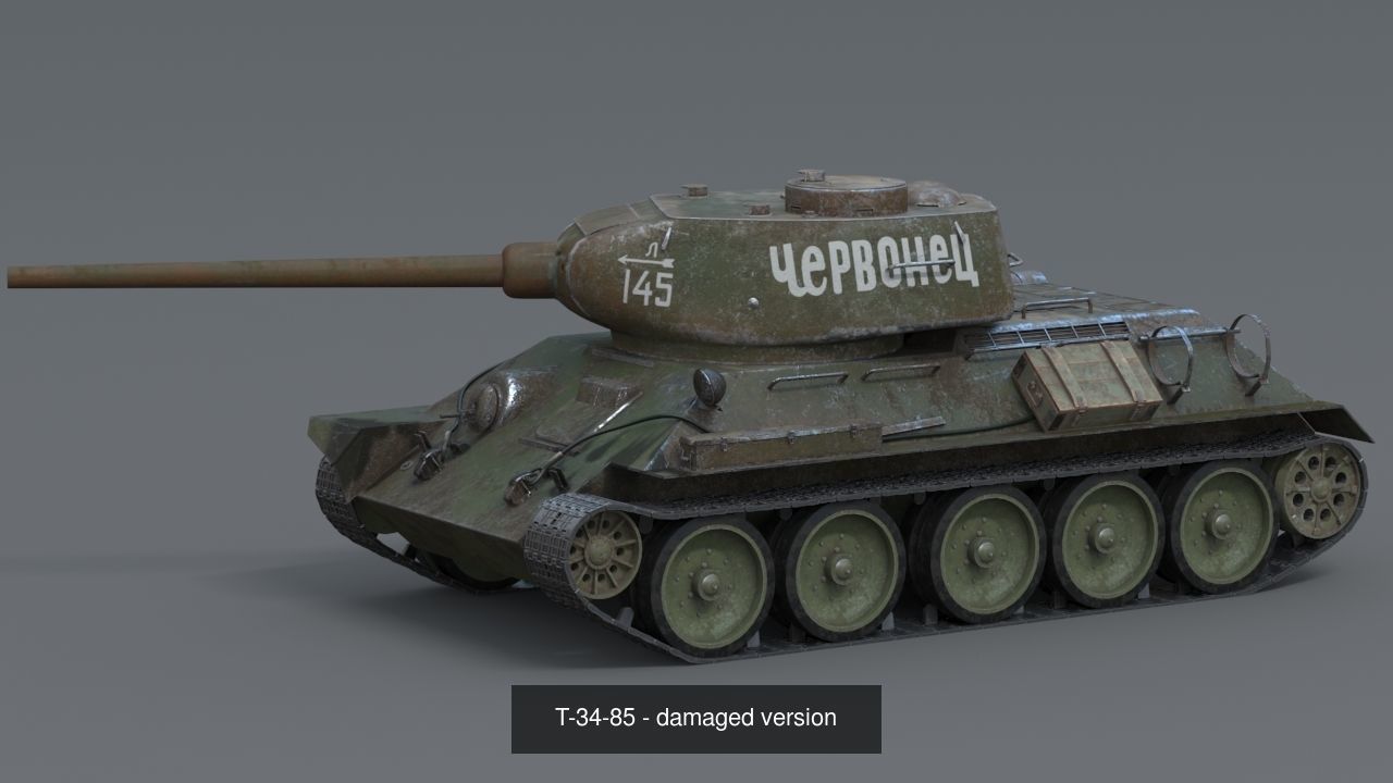 Two T-34-85 - Clean and Damaged 3D Model Collection_3