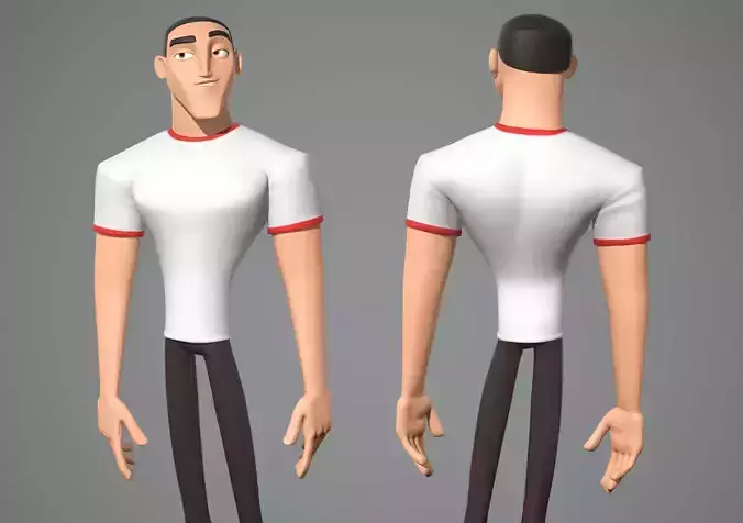 Male cartoon character Luke 3D model