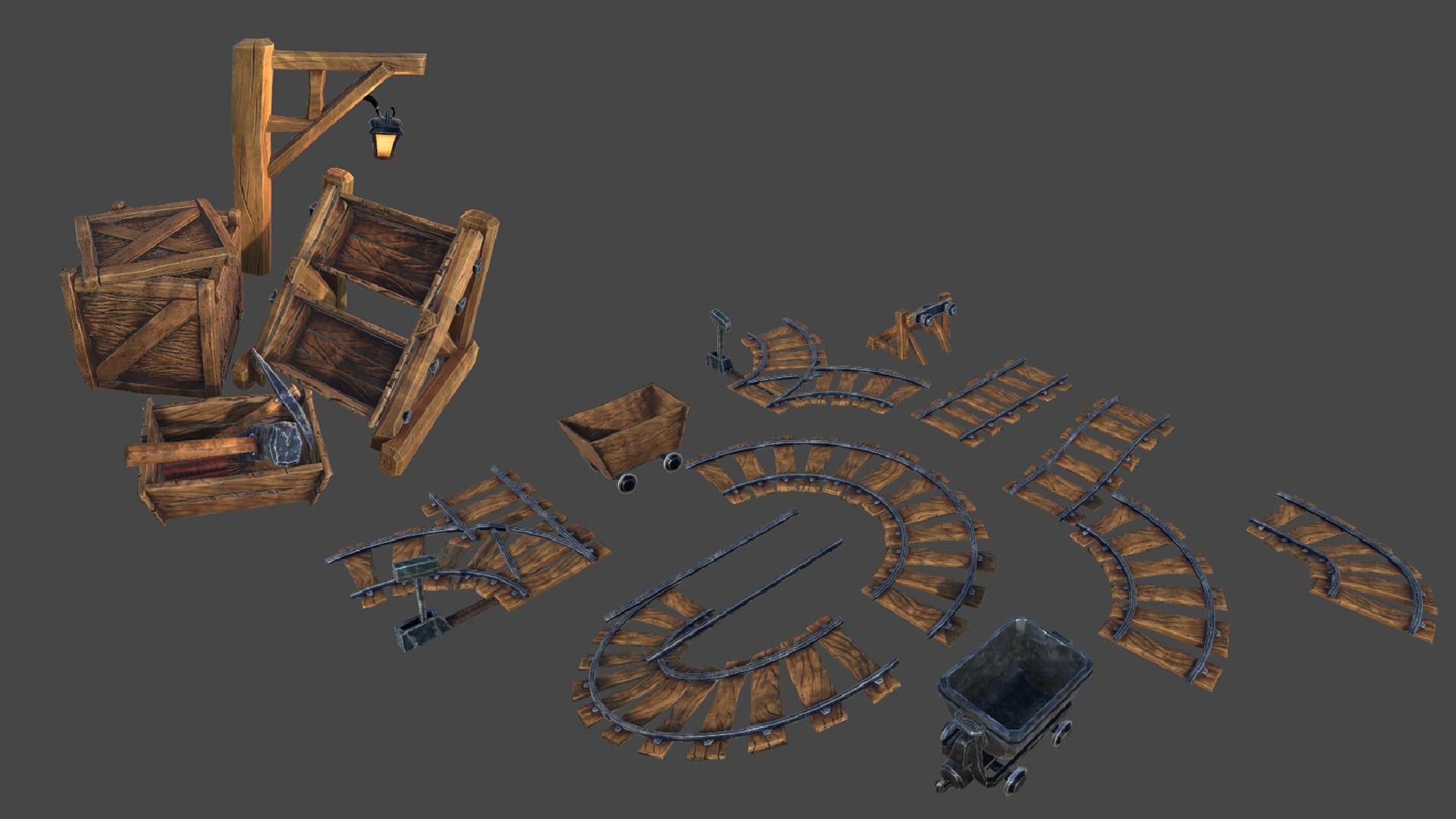 Canyon Mining Environment Pack Low-poly 3D model_5