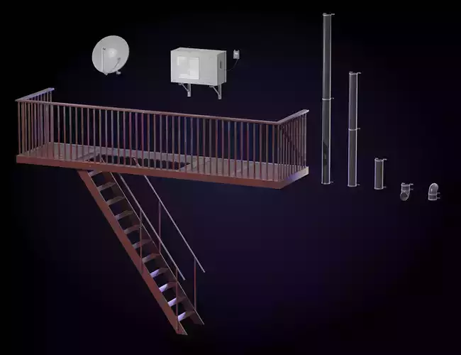 External apartment building kitbash props