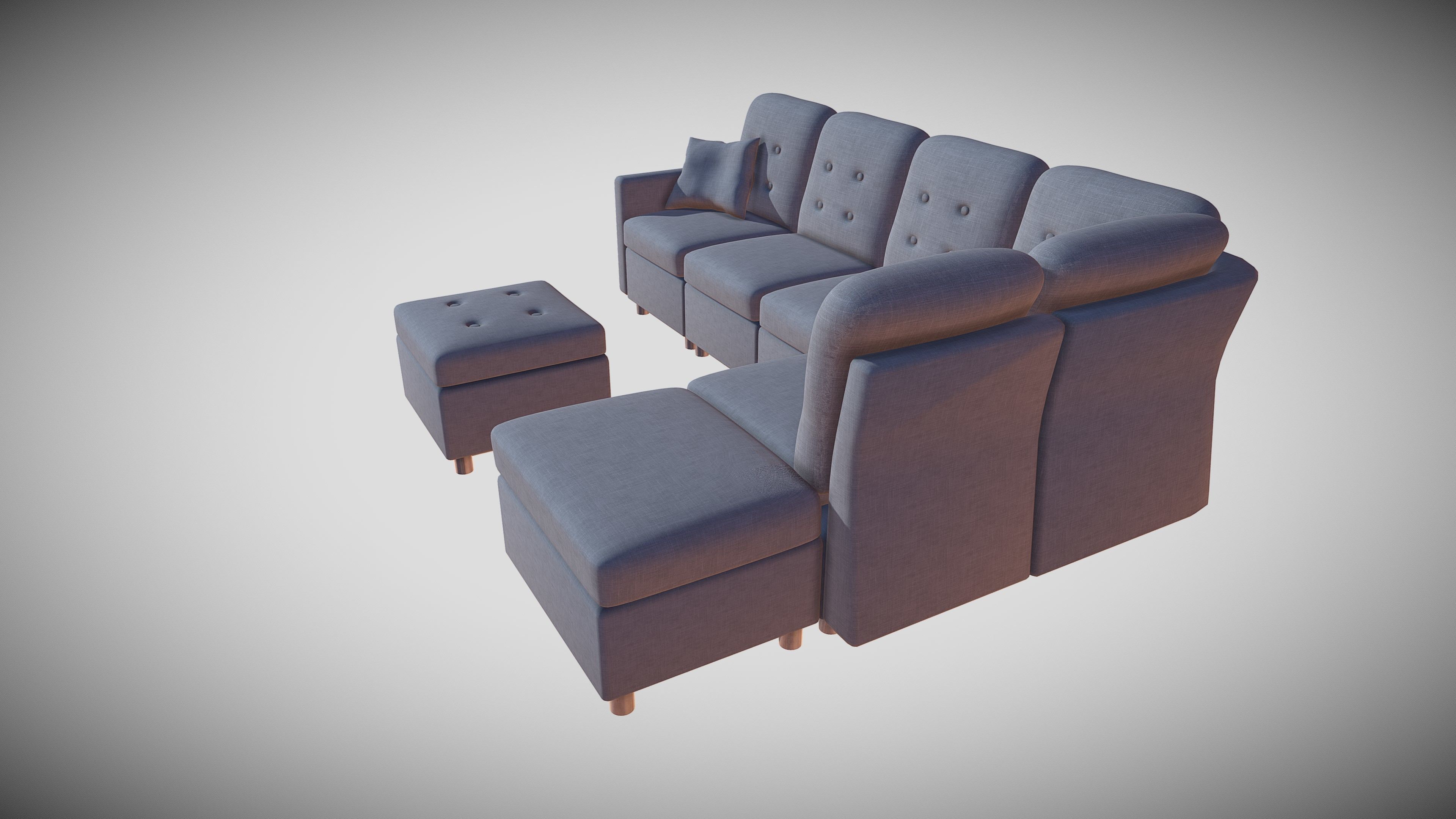 Modern Sofa Low-poly 3D model_5