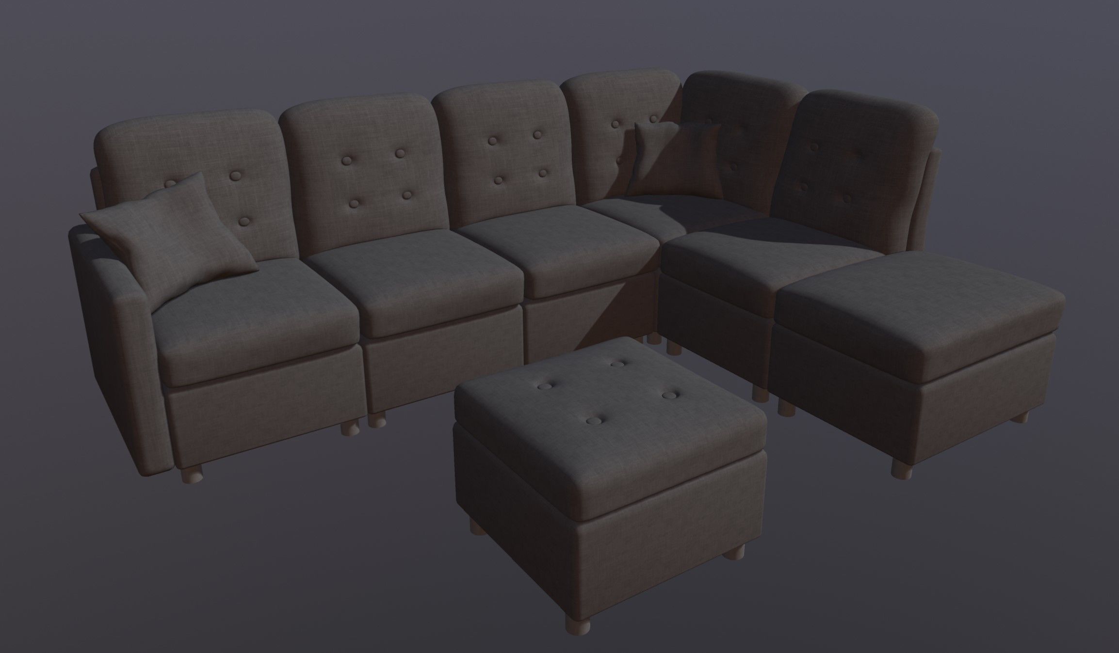 Modern Sofa Low-poly 3D model_4