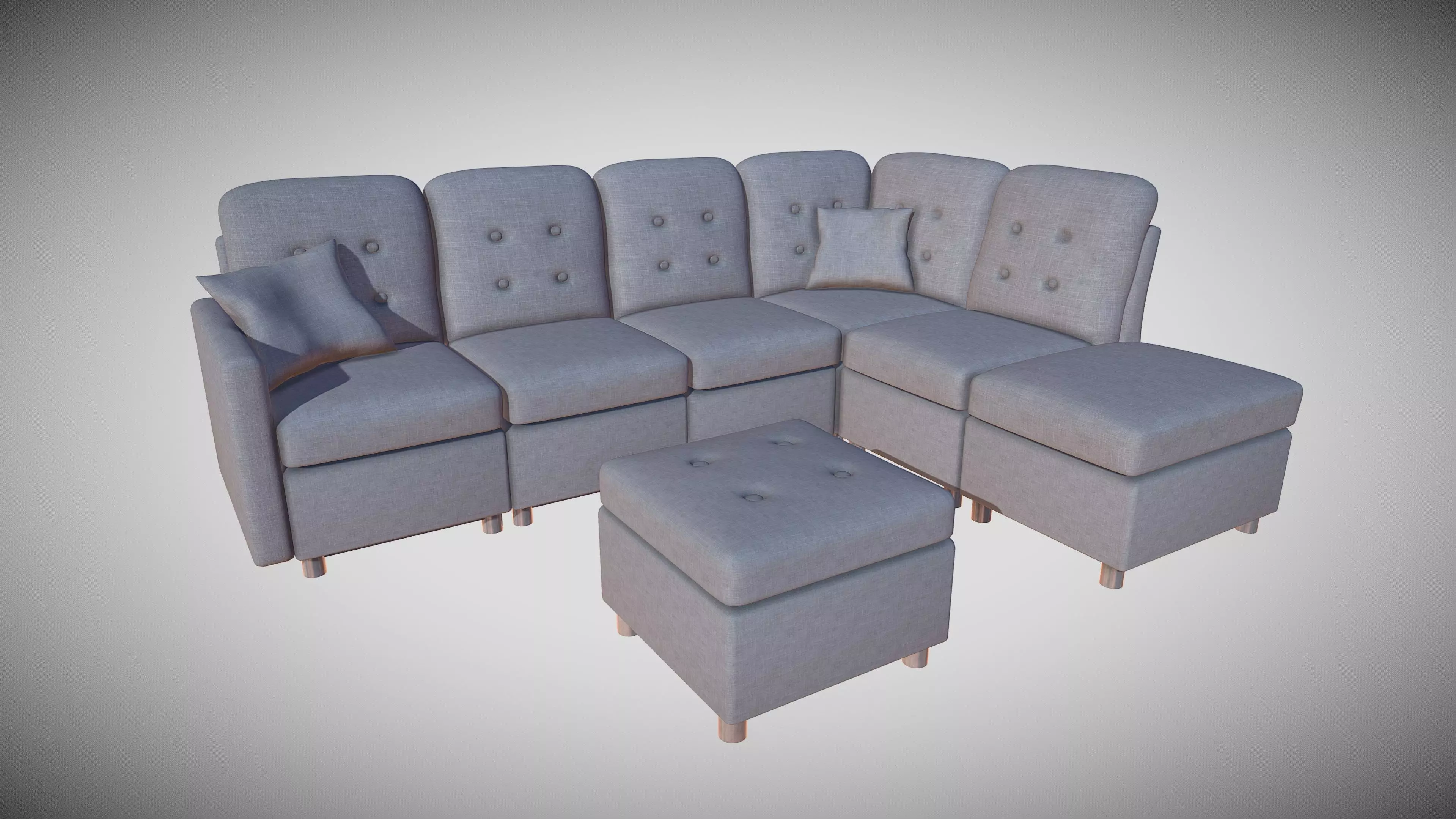 Modern Sofa Low-poly 3D model_0
