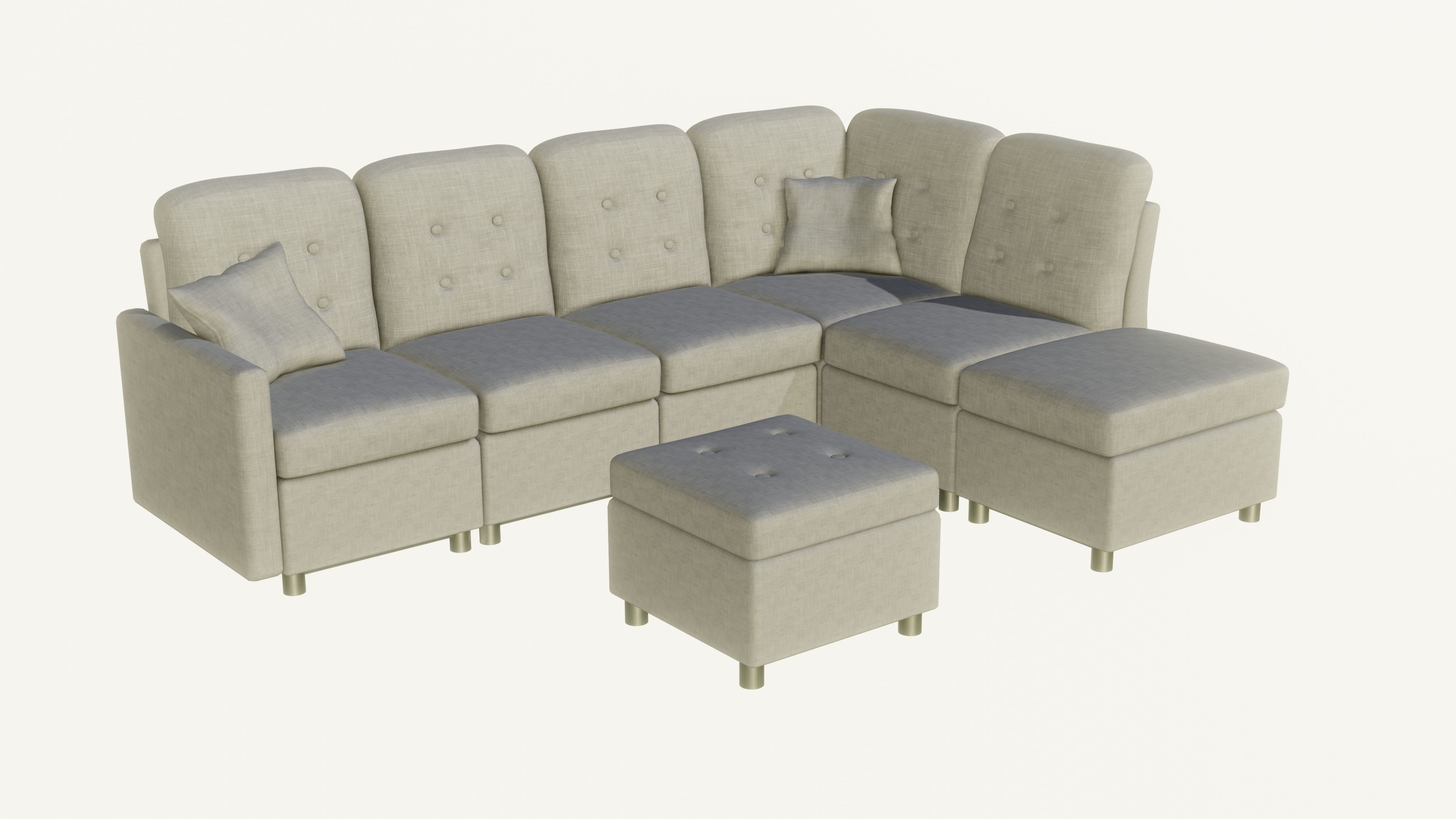 Modern Sofa Low-poly 3D model_2