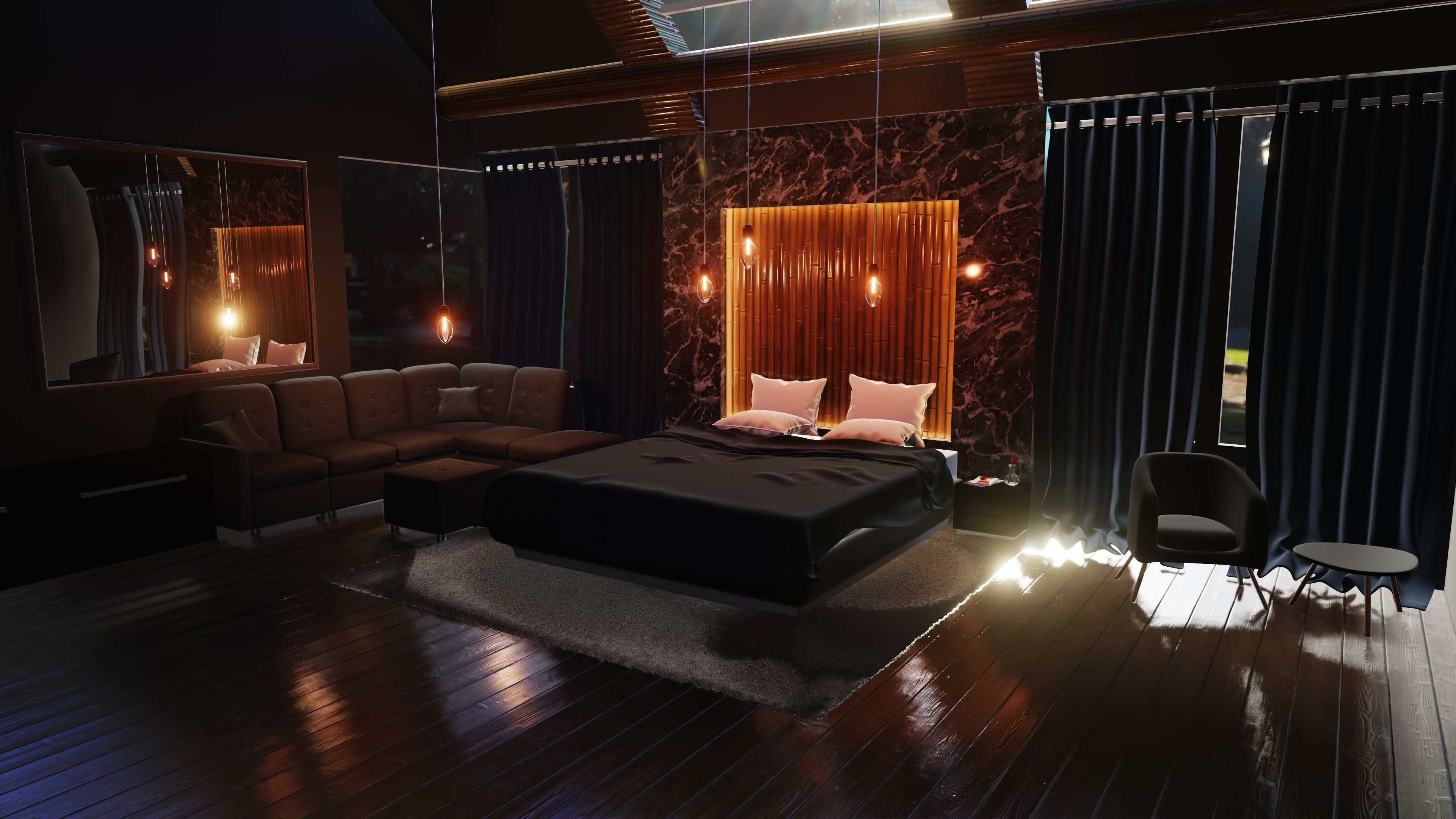 Modern Sofa Low-poly 3D model_3