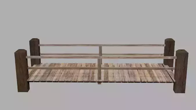 Simple wooden bridge 4 sizes  3D model