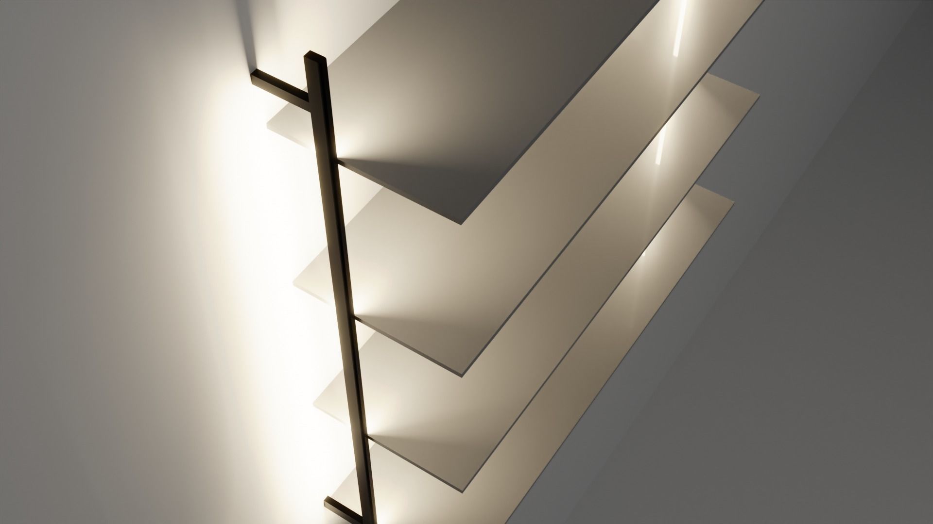 Wallmounted Shelf with LED lights Low-poly 3D model_5