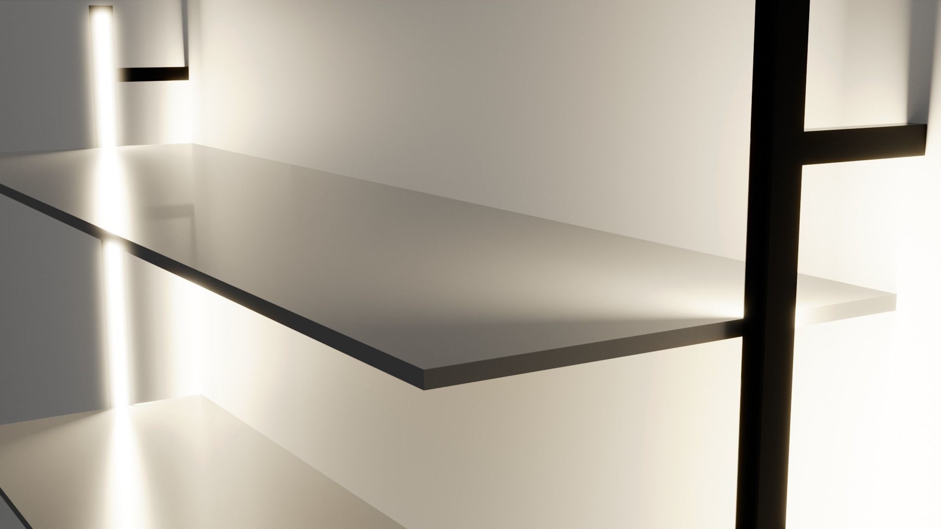 Wallmounted Shelf with LED lights Low-poly 3D model_1
