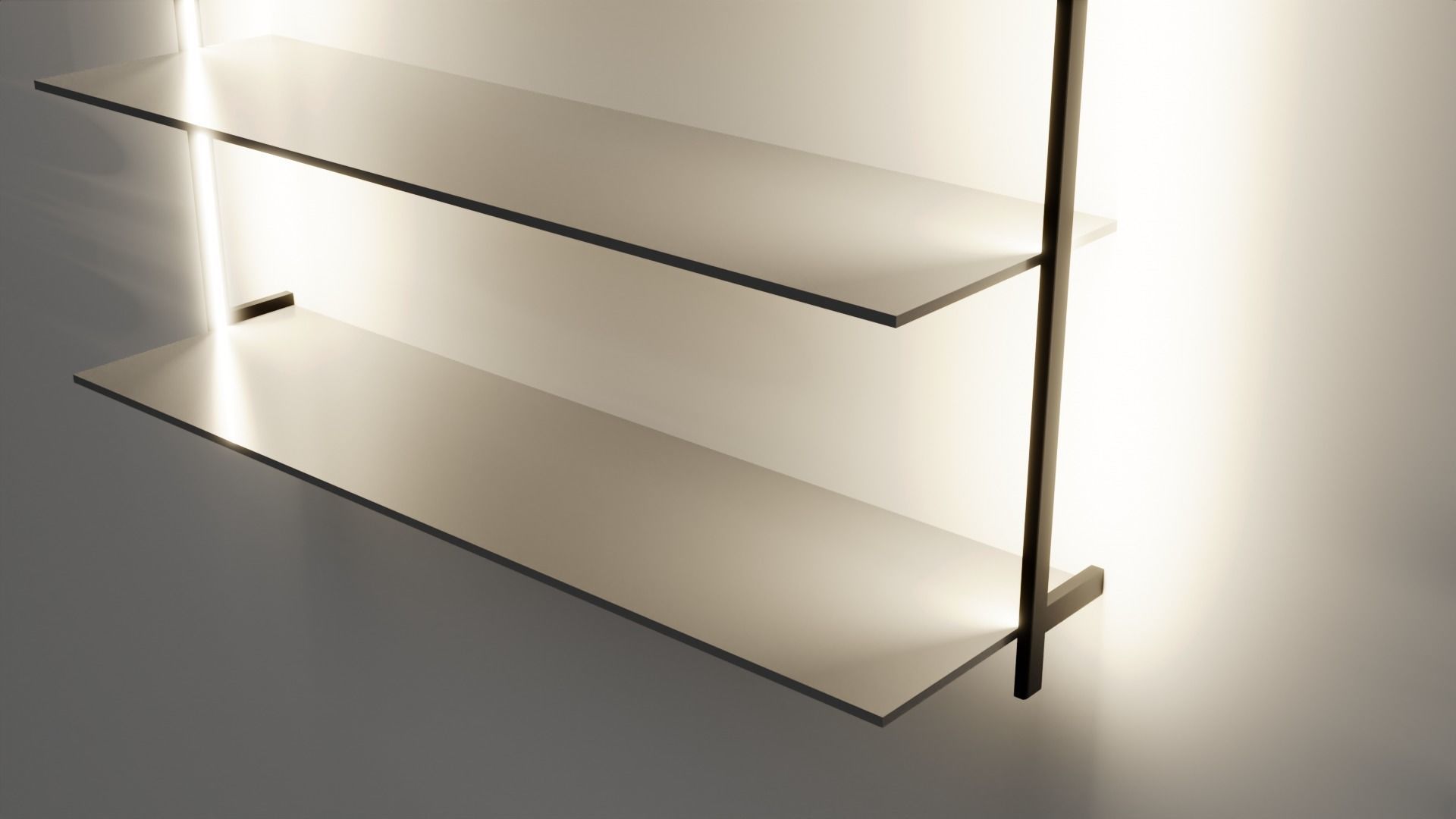 Wallmounted Shelf with LED lights Low-poly 3D model_4