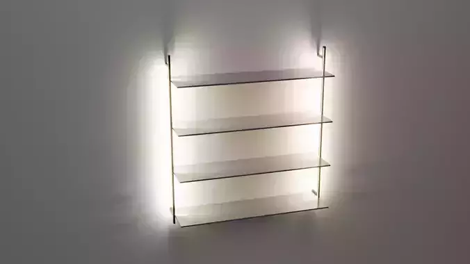 Wallmounted Shelf with LED lights Low-poly 3D model