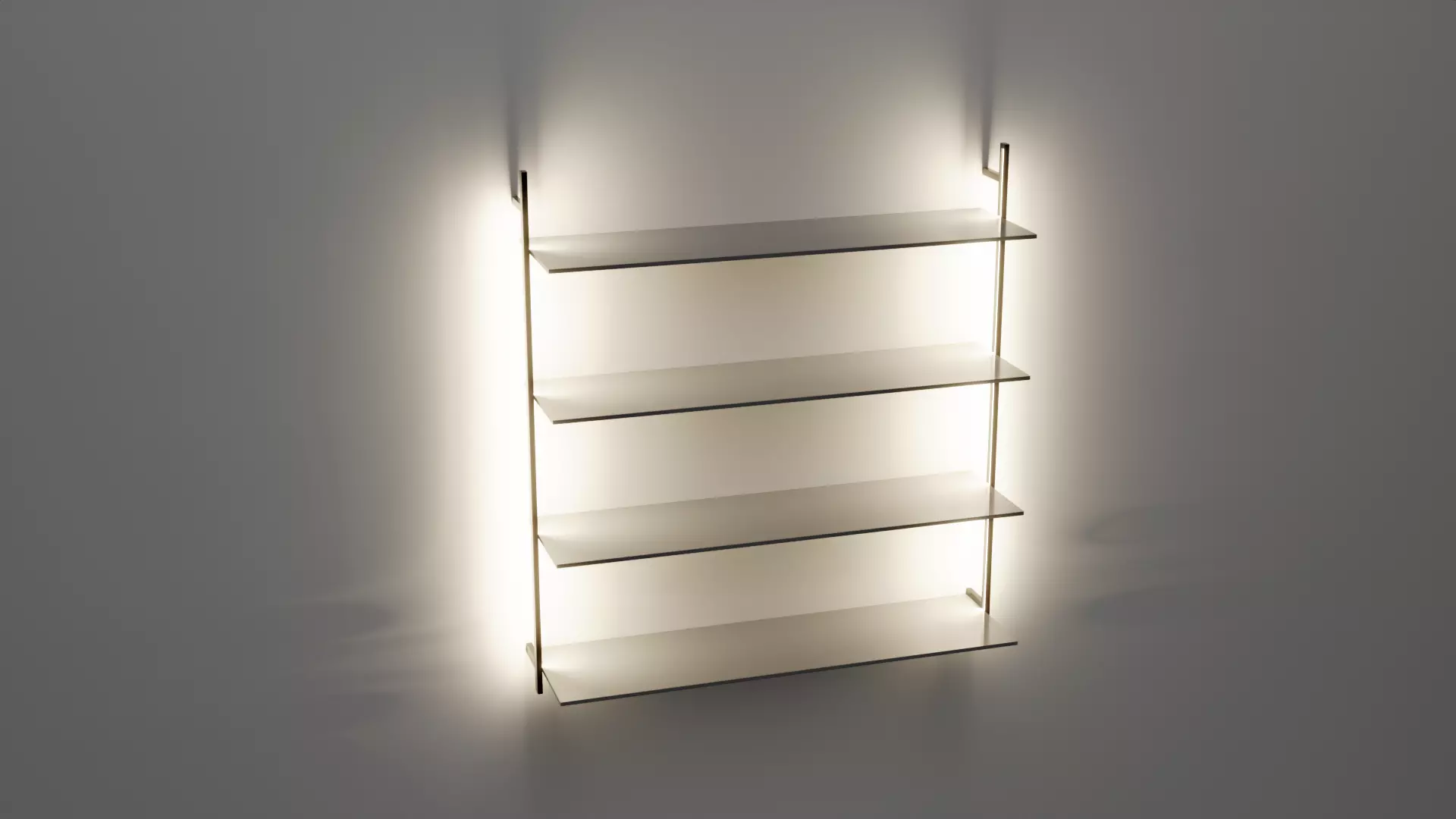 Wallmounted Shelf with LED lights Low-poly 3D model_0
