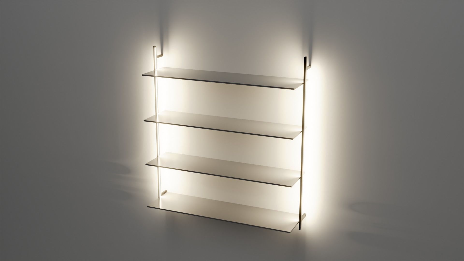Wallmounted Shelf with LED lights Low-poly 3D model_2