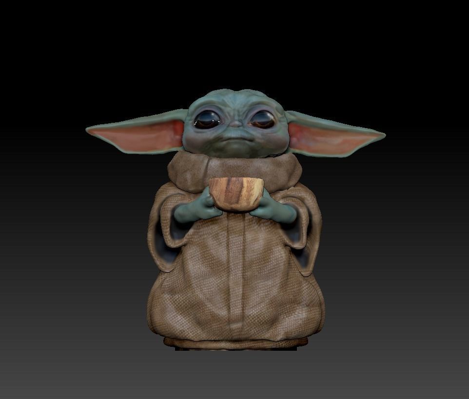 Baby Yoda holding bowl 3D print model_2