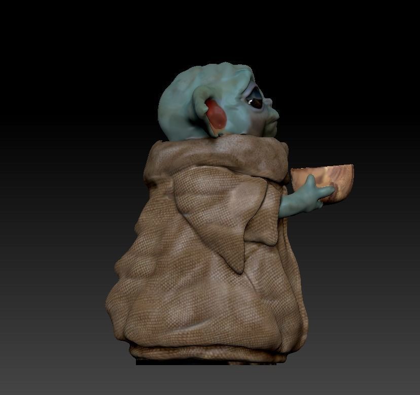 Baby Yoda holding bowl 3D print model_4