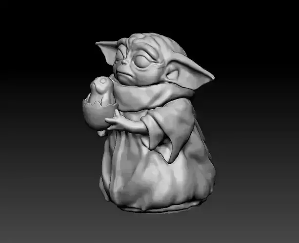 Baby Yoda holding porg