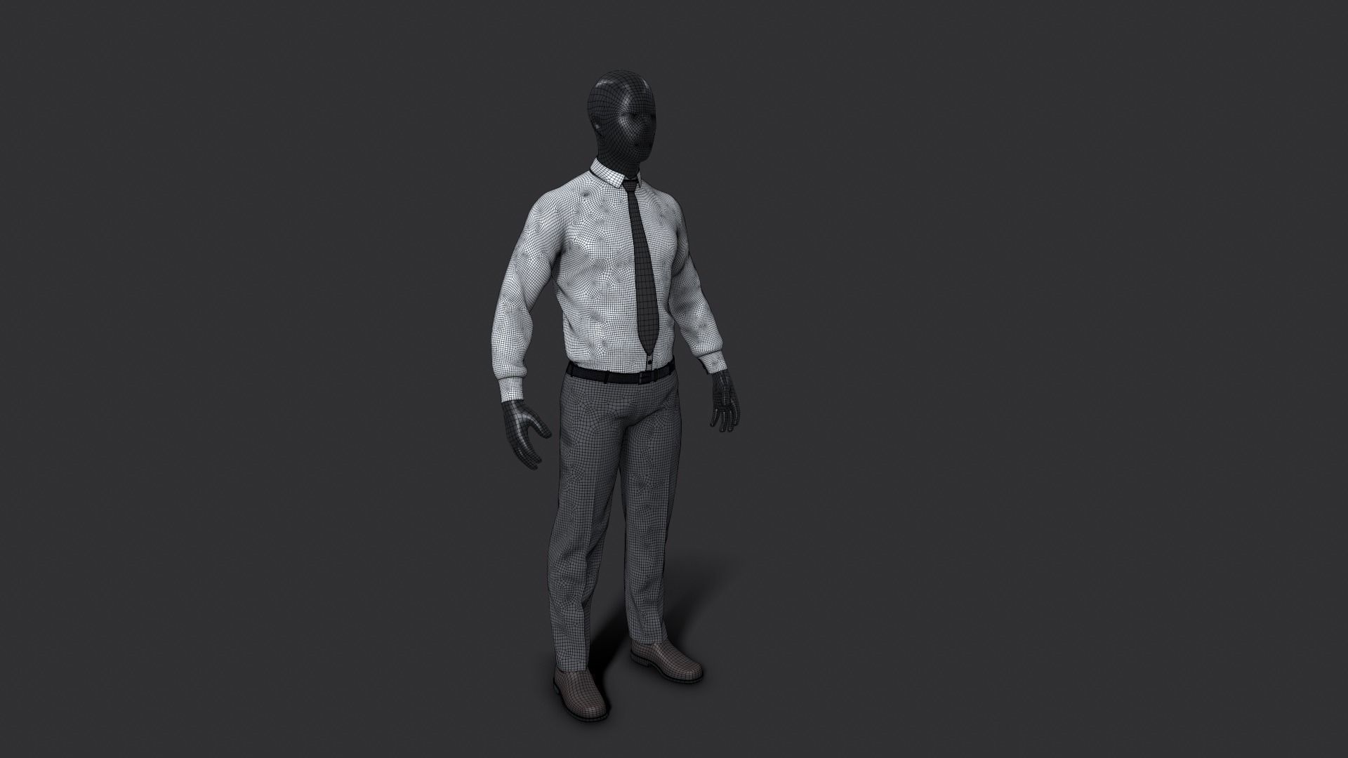 Suit 3D Model man in shirt and tie 3D model_7