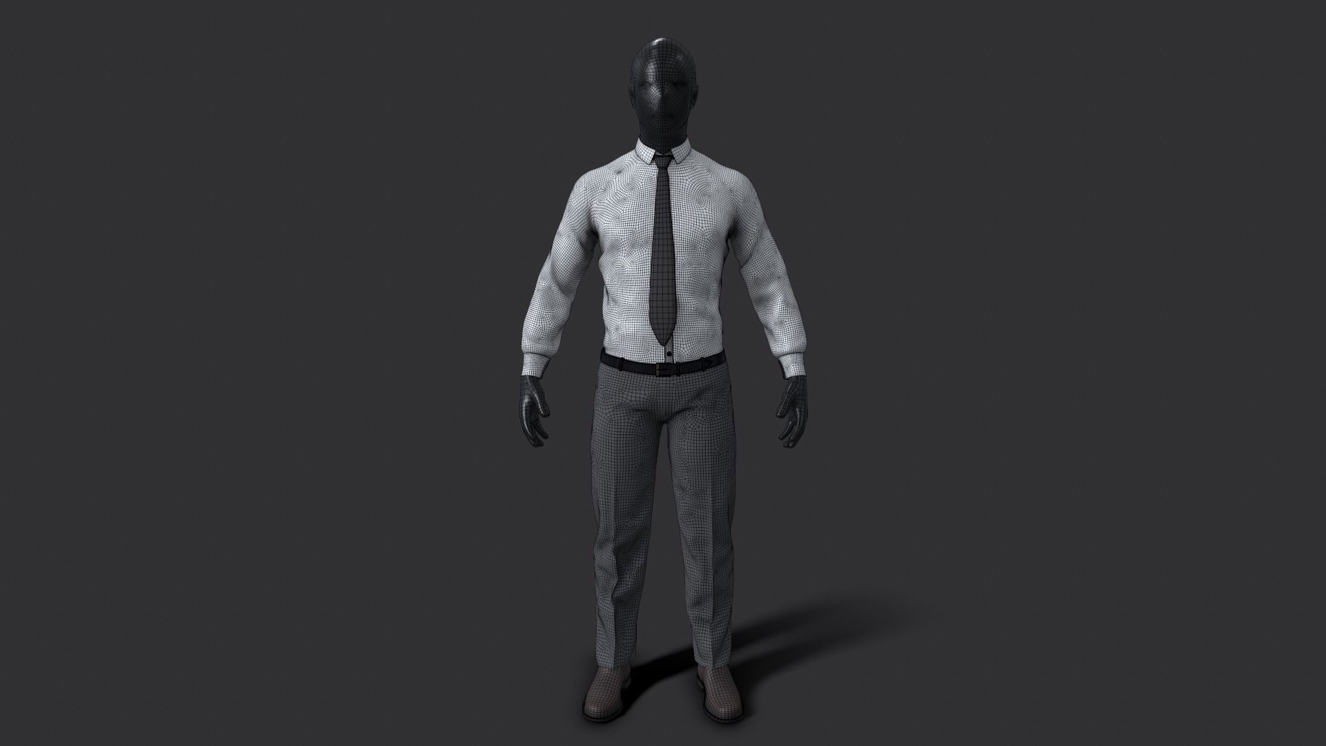Suit 3D Model man in shirt and tie 3D model_28