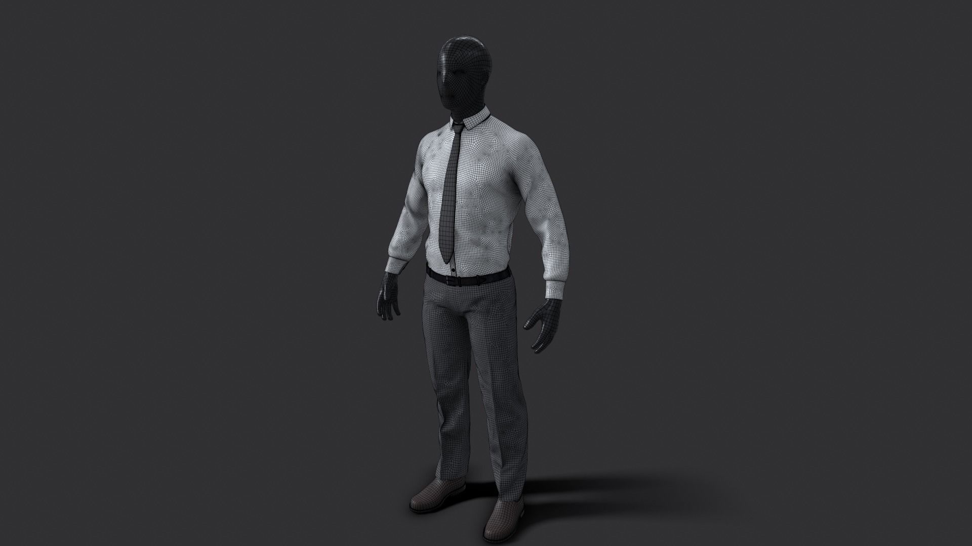 Suit 3D Model man in shirt and tie 3D model_8
